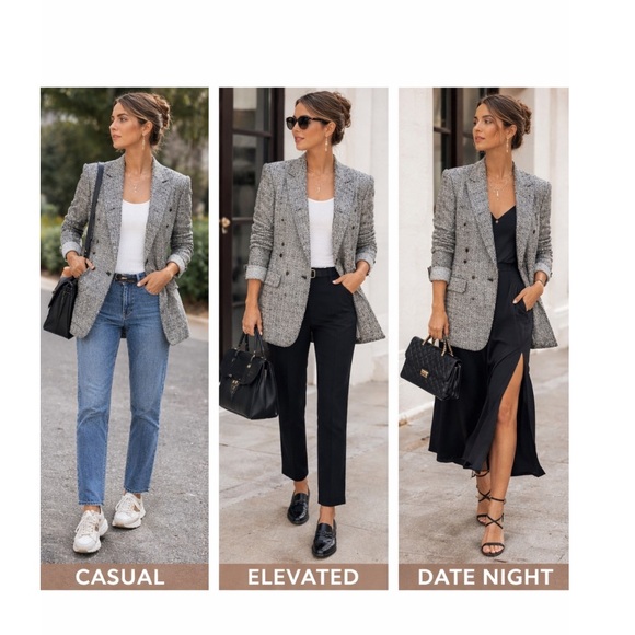 Back Bay Jackets & Blazers - BACK BAY TWEED DOUBLE BREASTED BLAZER MADE IN USA FREE PEARL SAFETY PIN BROOCH